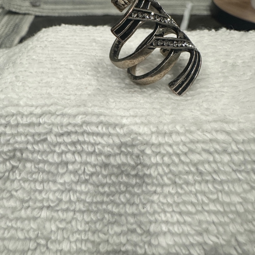 Silver Geometric Statement Ring - image 4